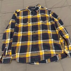 American Eagle Outfitters Navy & Yellow Plaid Button-Down Shirt